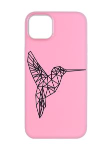 Матовий рожевий чохол на  Apple iPhone 14 :: Колібрі (принт 122)