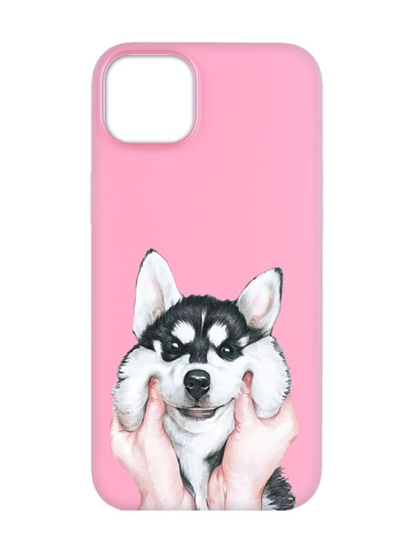 Матовий рожевий чохол на  Apple iPhone 14 :: Мордочка (принт 121)