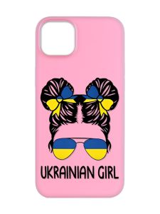Матовий рожевий чохол на  Apple iPhone 14 :: Українська дівчина (патріотичний принт 113)