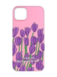 Матовий рожевий чохол на  Apple iPhone 14 :: Тюльпани (принт 265)