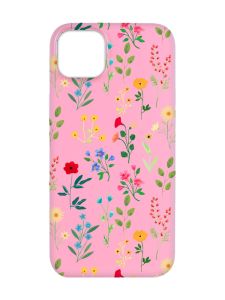 Матовий рожевий чохол на  Apple iPhone 14 :: Квітковий фон (принт 269)