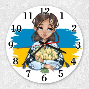 Годинник настінний :: Дівчина з тюльпанами (принт 22)