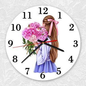 Годинник настінний :: Дівчина з півоніями (принт 11)