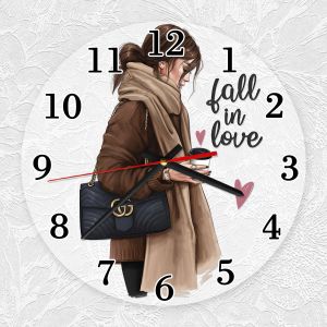 Годинник настінний :: Дівчина з кавою (принт 112 на прозорій основі)