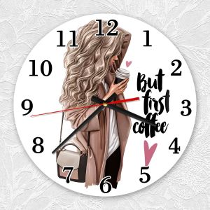 Годинник настінний :: Дівчина з кавою (принт 114)