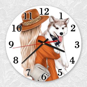 Годинник настінний :: Дівчина з песиком (принт 115)