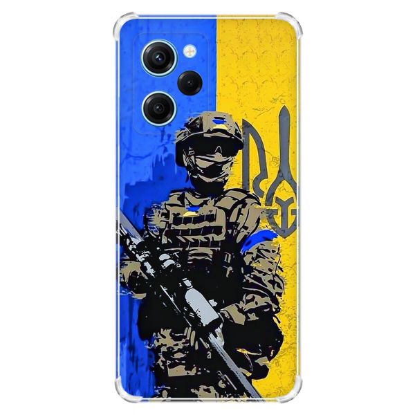 Чохол з потовщеними кутами на Xiaomi Redmi Note 12 Pro Speed 5G :: Солдат (патріотичний принт 350)