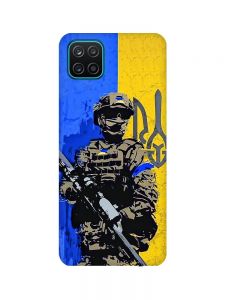 Матовий чохол з бірюзовими боками на Samsung Galaxy A12 :: Солдат (патріотичний принт 350)