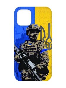 Матовий чохол з бірюзовими боками на Apple iPhone 12/12 Pro (6.1) :: Солдат (патріотичний принт 350)