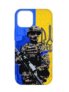 Матовий чохол з бірюзовими боками на Apple iPhone 12 Pro Max :: Солдат (патріотичний принт 350)