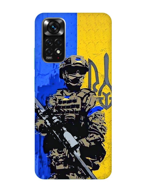 Матовий чохол з бірюзовими боками на Xiaomi Redmi Note 11 :: Солдат (патріотичний принт 350)