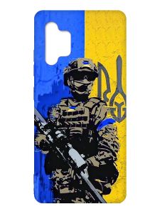Матовий чохол з червоними боками на Samsung Galaxy A32 :: Солдат (патріотичний принт 350)