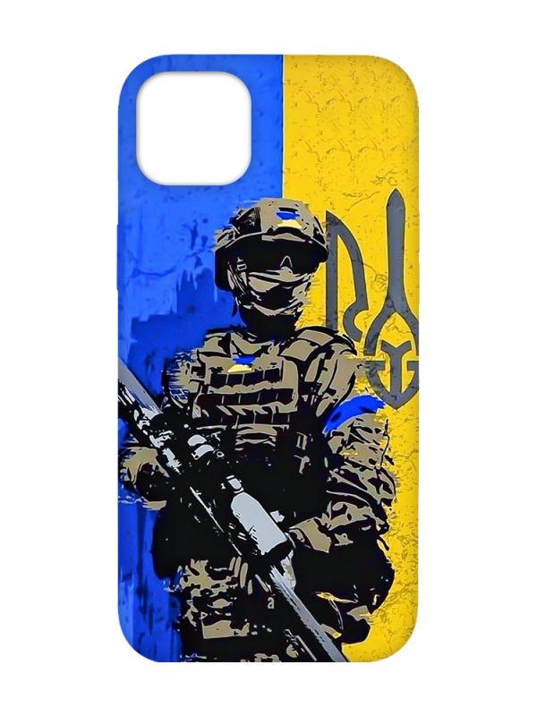Матовий чохол з рожевими боками на Apple iPhone 14 Plus :: Солдат (патріотичний принт 350)
