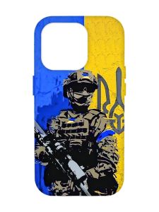 Матовий чохол з рожевими боками на Apple iPhone 14 Pro Max :: Солдат (патріотичний принт 350)