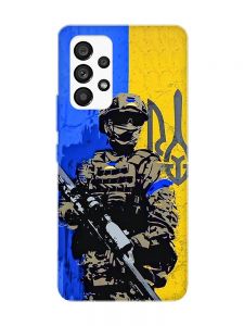 Матовий чохол з рожевими боками на Samsung Galaxy A53 4G/5G :: Солдат (патріотичний принт 350)