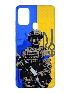 Матовий чохол з рожевими боками на Samsung Galaxy M30s/M21 :: Солдат (патріотичний принт 350)