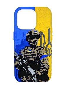 Матовий чохол з чорними боками на Apple iPhone 14 Pro Max :: Солдат (патріотичний принт 350)