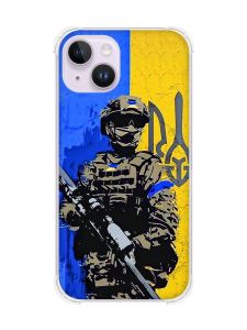 Чохол із потовщеними кутами на iPhone 14 :: Солдат (патріотичний принт 350)