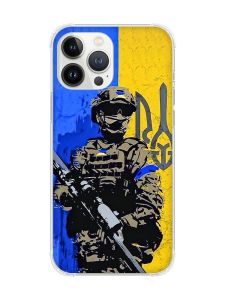 Чохол із потовщеними кутами на iPhone 14 Pro Max :: Солдат (патріотичний принт 350)