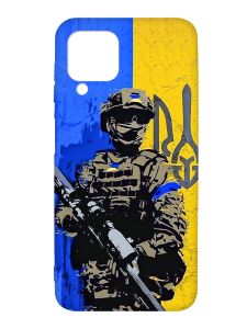 Матовий чохол з чорними боками на Samsung Galaxy A12 :: Солдат (патріотичний принт 350)