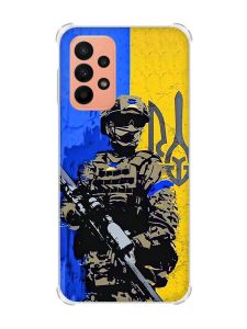 Чохол з потовщеними кутами на Samsung Galaxy A23 :: Солдат (патріотичний принт 350)