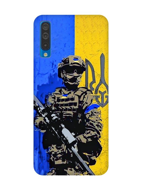 Матовий чохол з червоними боками на Samsung Galaxy A50 (2019) A505/A30s :: Солдат (патріотичний принт 350)