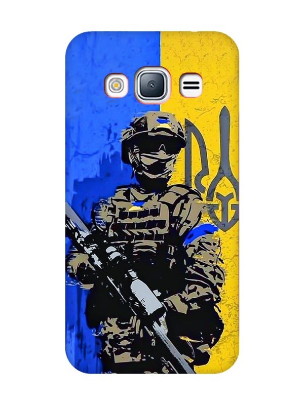 Матовий чохол з червоними боками на Samsung Galaxy J3 / J310 :: Солдат (патріотичний принт 350)