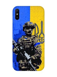 Матовий чохол з червоними боками на Xiaomi Redmi 9A :: Солдат (патріотичний принт 350)