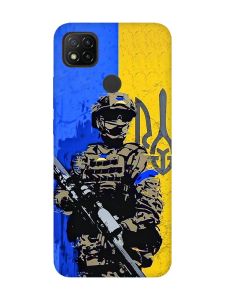 Матовий чохол з червоними боками на Xiaomi Redmi 9C/10A :: Солдат (патріотичний принт 350)