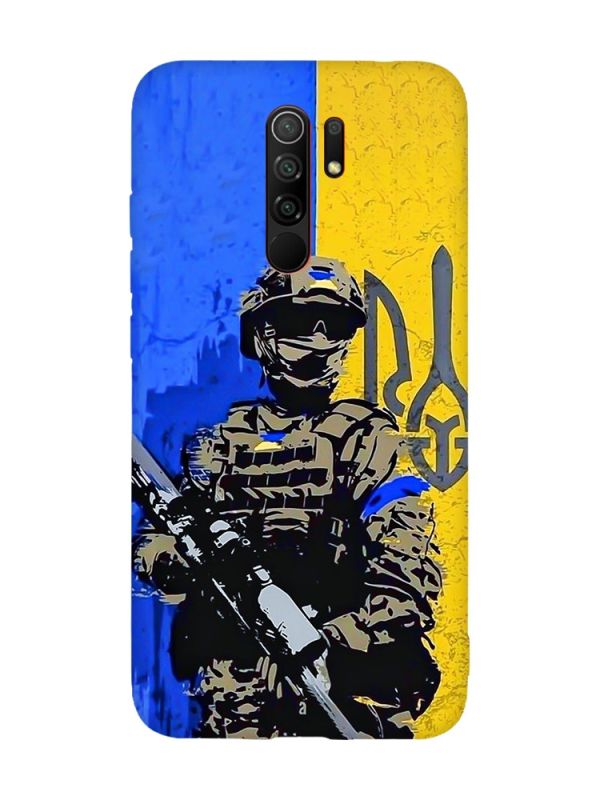 Матовий чохол з червоними боками на Xiaomi Redmi Note 8 Pro :: Солдат (патріотичний принт 350)