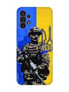 Матовий чохол з рожевими боками на Samsung A13 4G :: Солдат (патріотичний принт 350)