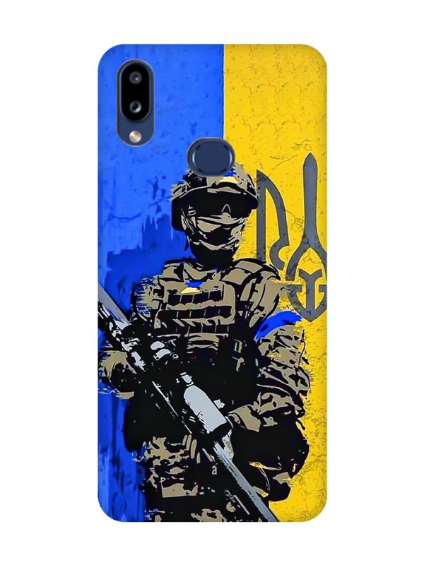 Матовий чохол з рожевими боками на Samsung Galaxy A10s (A107) :: Солдат (патріотичний принт 350)