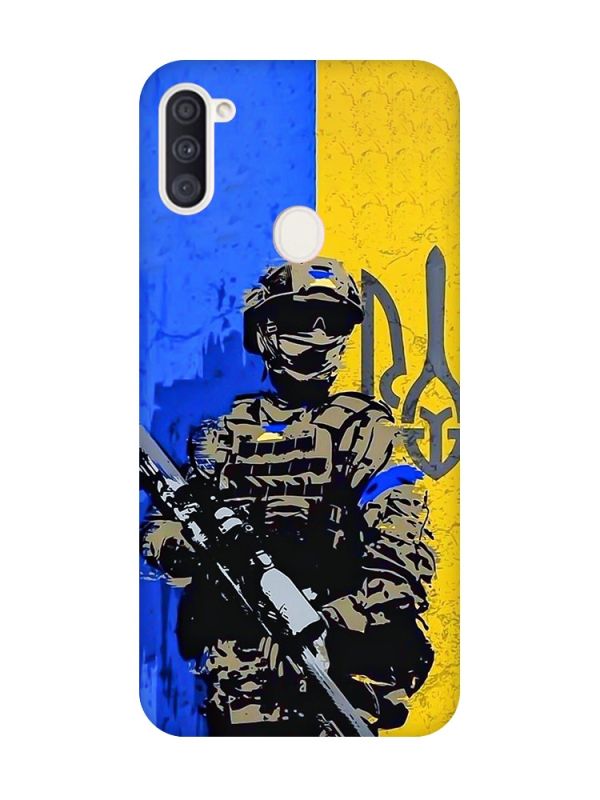 Матовий чохол з рожевими боками на Samsung Galaxy A11 :: Солдат (патріотичний принт 350)