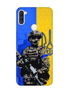 Матовий чохол з чорними боками на Samsung Galaxy A11 :: Солдат (патріотичний принт 350)