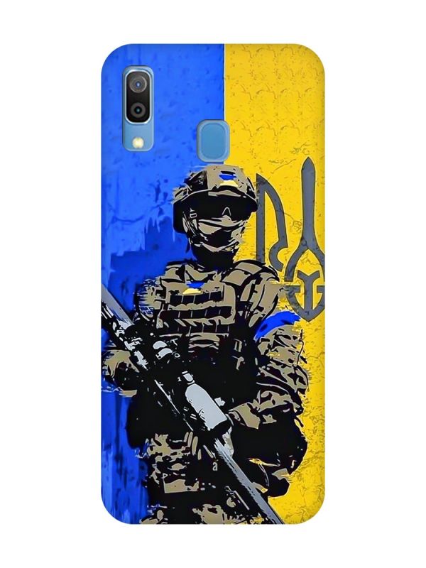 Матовий чохол з чорними боками на Samsung Galaxy A30 (2019) / A20 (2019) :: Солдат (патріотичний принт 350)
