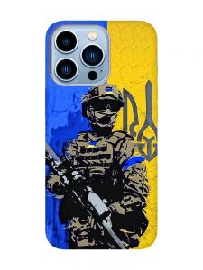 Матовий чохол з червоними боками на Apple iPhone 13 Pro Max :: Солдат (патріотичний принт 350)