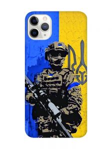 Матовий чохол з червоними боками на iPhone 11 Pro Max (6.5) :: Солдат (патріотичний принт 350)