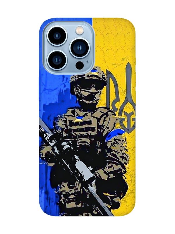 Матовий чохол з рожевими боками на Apple iPhone 13 Pro Max :: Солдат (патріотичний принт 350)