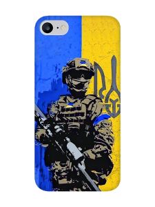 Матовий чохол з рожевими боками на iPhone 7 / 8 :: Солдат (патріотичний принт 350)