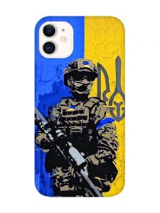 Матовий чохол з чорними боками на Apple iPhone 11 (6.1) :: Солдат (патріотичний принт 350)