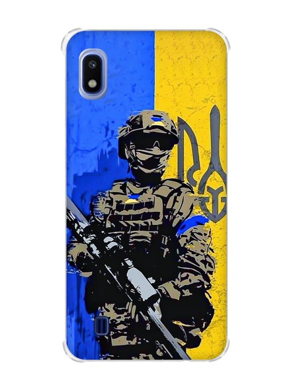 Чохол з потовщеними кутами на Samsung Galaxy A10 (2019)/A105 :: Солдат (патріотичний принт 350)