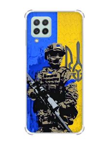 Чохол з потовщеними кутами на Samsung Galaxy M32/A22/M22 4G :: Солдат (патріотичний принт 350)