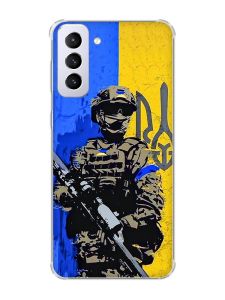 Чохол з потовщеними кутами на Samsung Galaxy S21 Plus :: Солдат (патріотичний принт 350)