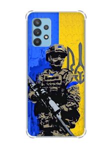 Чохол з потовщеними кутами на Samsung Galaxy A32 :: Солдат (патріотичний принт 350)