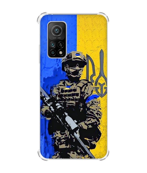 Чохол з потовщеними кутами для Xiaomi Mi 10T/Mi 10T Pro :: Солдат (патріотичний принт 350)