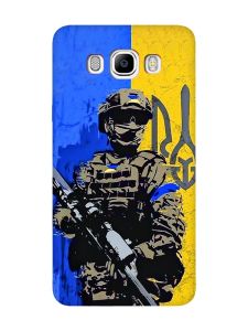 Матовий чохол з червоними боками на Samsung Galaxy J7(2016) J710 :: Солдат (патріотичний принт 350)