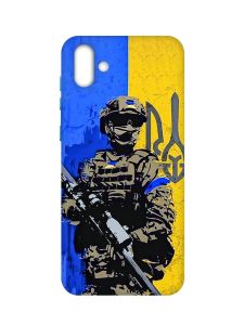 Матовий чохол з бірюзовими боками на Samsung Galaxy A04 :: Солдат (патріотичний принт 350)