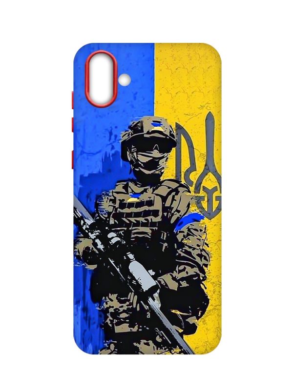 Матовий чохол з червоними боками на Samsung Galaxy A04 :: Солдат (патріотичний принт 350)