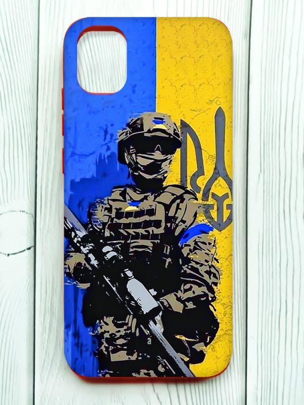 Матовий чохол з червоними боками на Samsung Galaxy A04E/A042 :: Солдат (патріотичний принт 350)