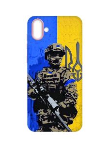 Матовий чохол з рожевими боками на Samsung Galaxy A04 :: Солдат (патріотичний принт 350)